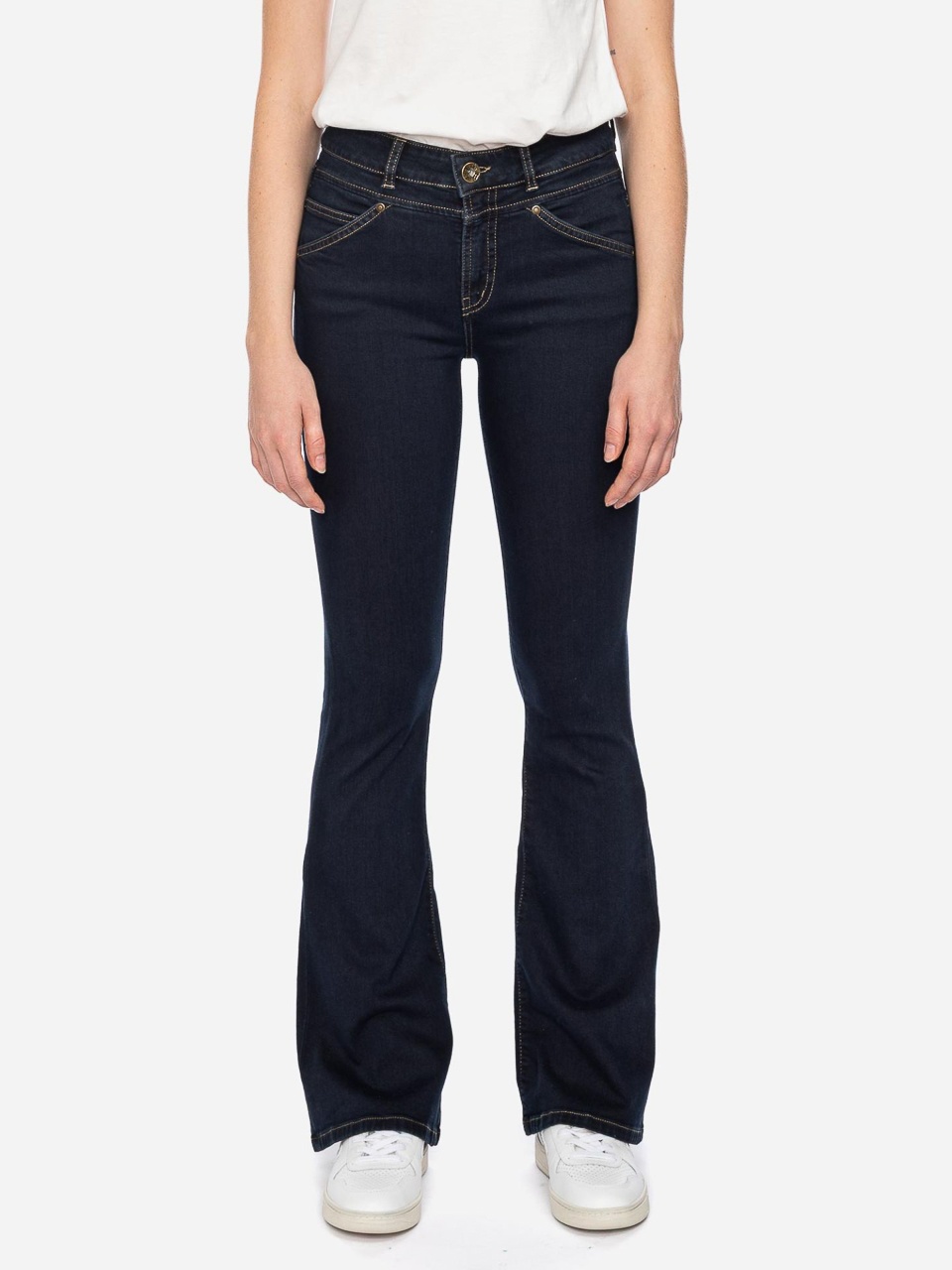 ATO Berlin | Jeans Karlie, donkerblauwe stretch bio-denim met wijde pijpen ATO Berlin | Jeans Karlie, donkerblauwe stretch bio-denim met wijde pijpen
