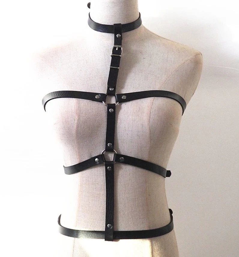 Zacharia | Harnas met verstelbare borst en taille banden, ringen en choker