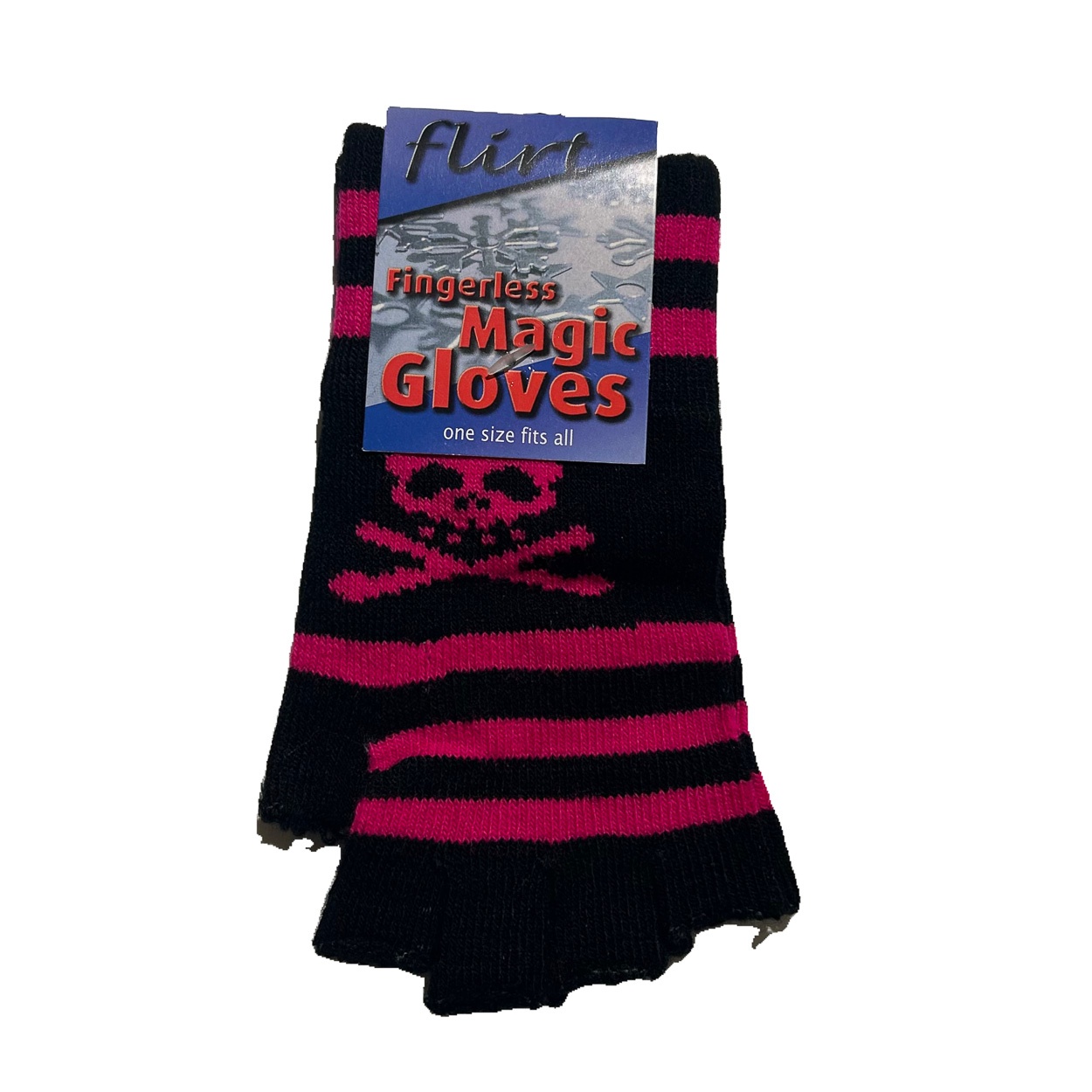 Flirt | Vingerloze handschoenen zwart roze bone & skull