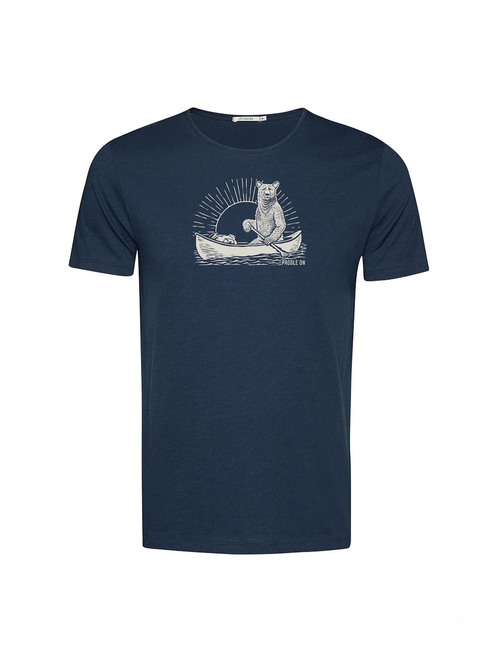 Green Bomb |T-shirt Bear canoe, navy blauw bio katoen