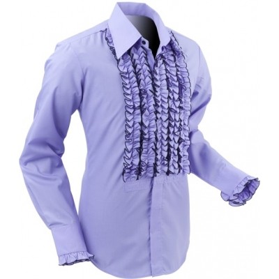Chenaski jaren 60, 70 retro kleding kopen | Winkel en Overhemd Ruche Dark Violet Grey Trim Chenaski | Online Kopen