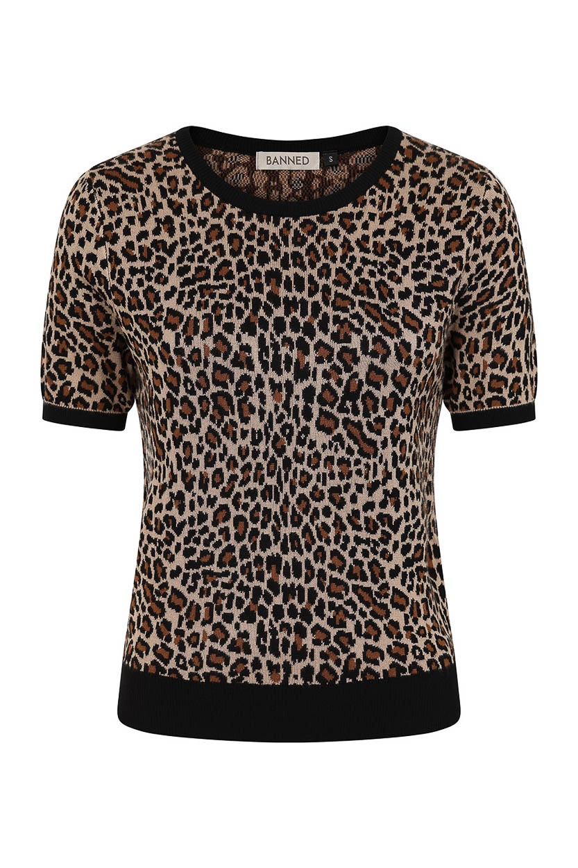Banned | Truitje met korte mouw met Sheena Leopard patroon