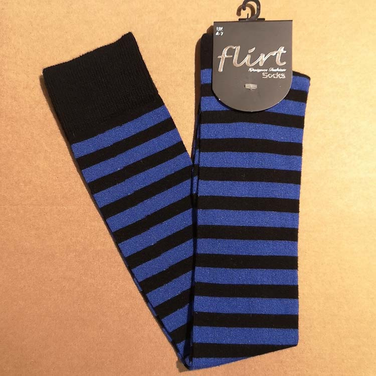 Flirt | Overknee sokken zwart donkerblauw gestreept Flirt | Overknee sokken zwart donkerblauw gestreept