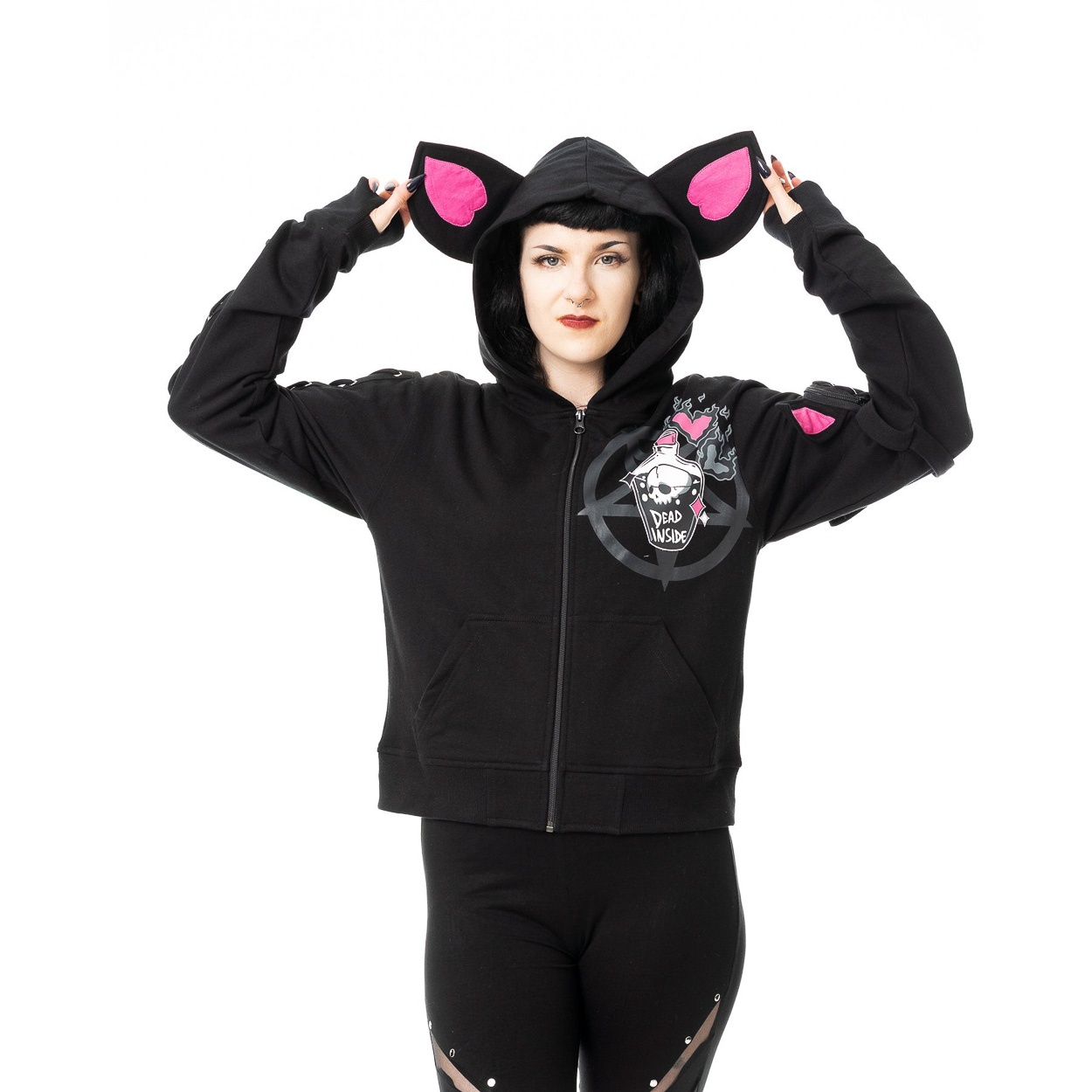 Cupcake Cult | Hoody Death Potion met corset details en dead side prints Cupcake Cult | Hoody Death Potion met corset details en dead side prints