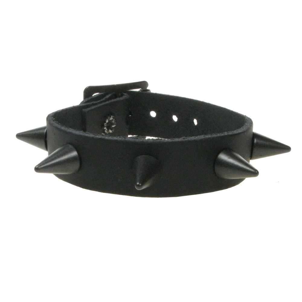 Bullet69 | Leren armband zwart met zwarte Cone spikes Bullet69 | Leren armband zwart met zwarte Cone spikes