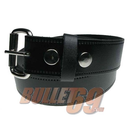 Leren riem, 38mm - effen zwart met afneembare gesp Leren riem, 38mm - effen zwart met afneembare gesp
