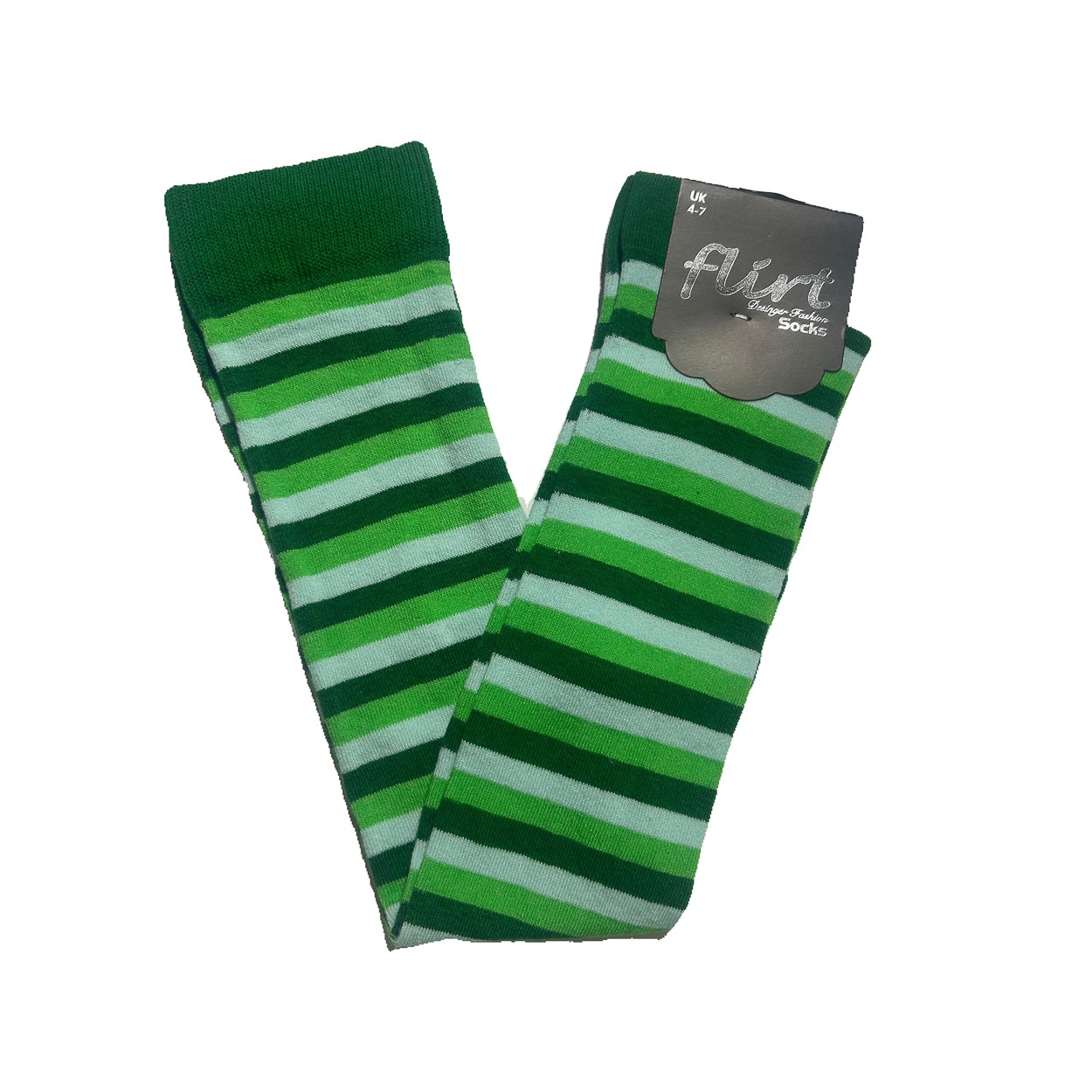 Flirt | Lange sokken groen-lichtgroen gestreept 