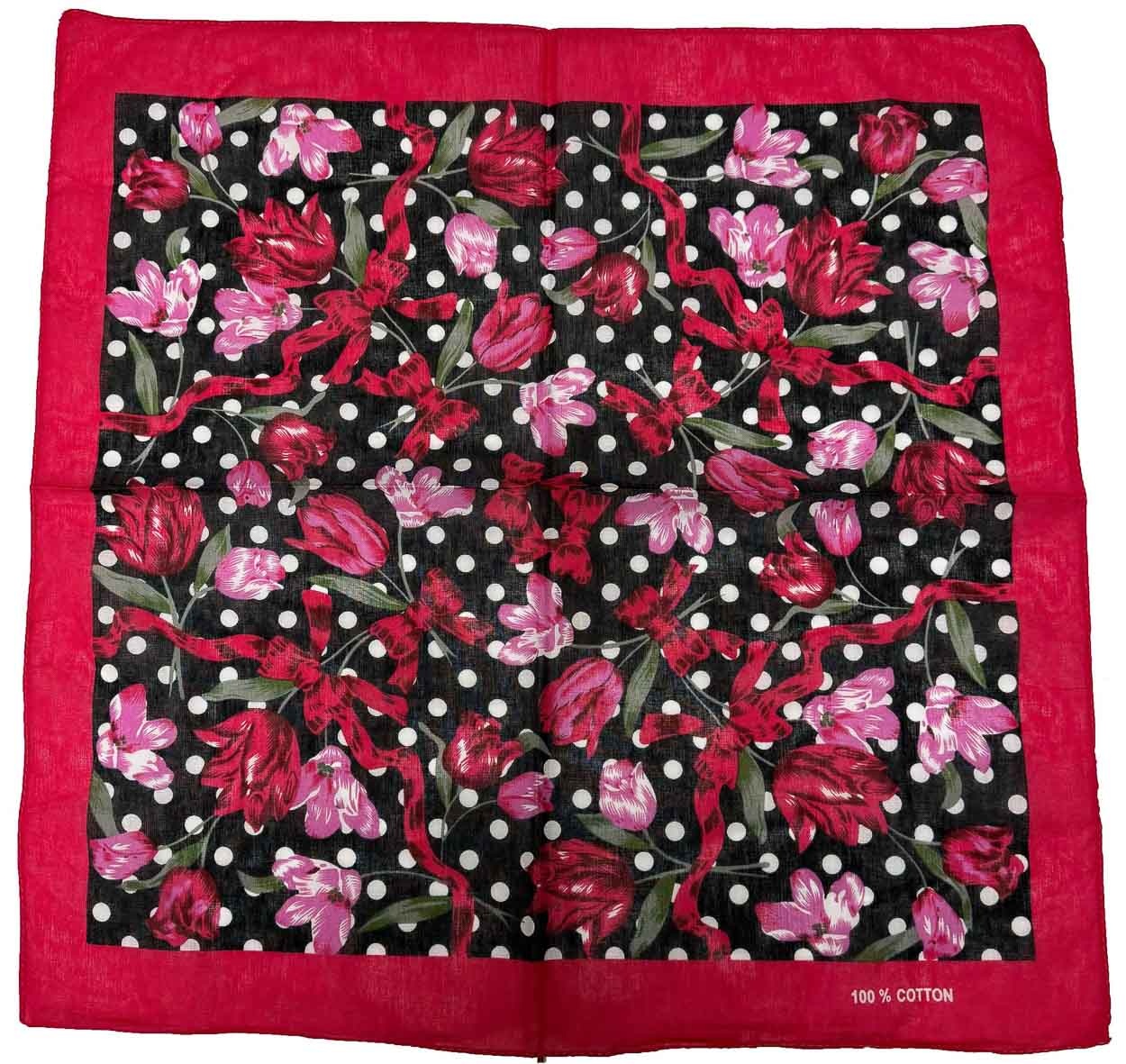 Zacharia | Bandana met polkadots en rood roze bloemen print