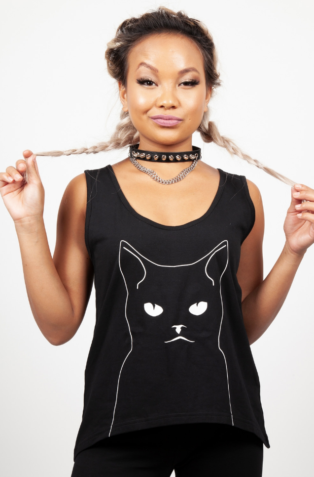 Top Salem Grumpy Kitty, zwart Top Salem Grumpy Kitty, zwart