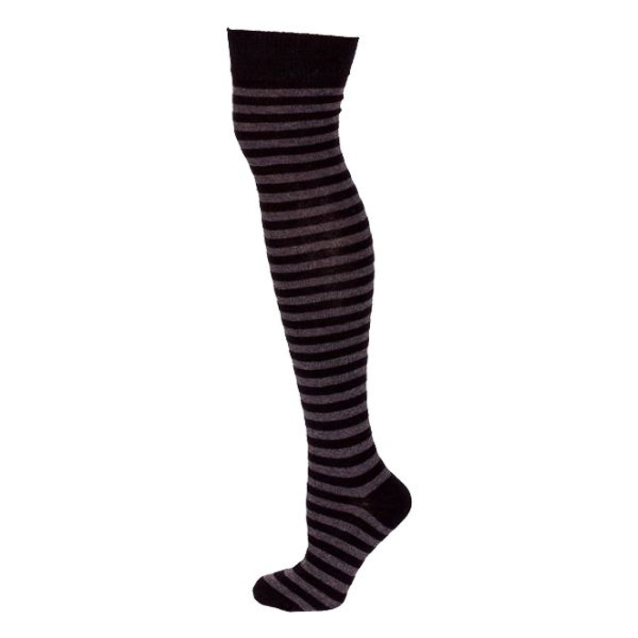 Macahel | Overknee sokken met zwart en donkergrijze strepen Macahel | Overknee sokken met zwart en donkergrijze strepen