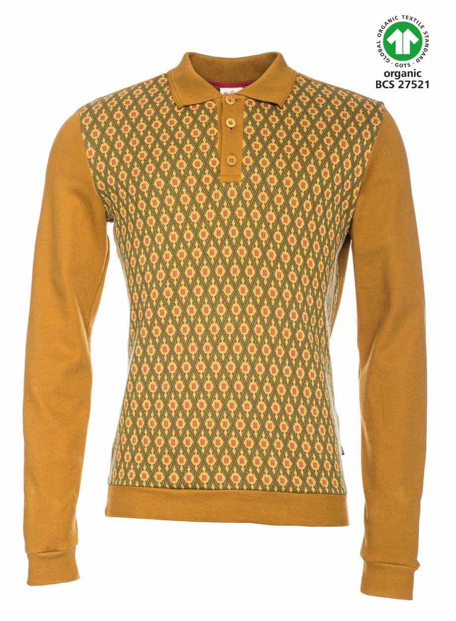 ATO Berlin, polo Enne lange mouw okergeel bruin ATO Berlin, polo Enne lange mouw okergeel bruin