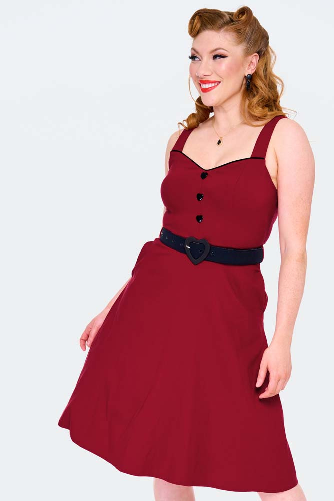 Voodoo Vixen | Vintage inspired curve, flare dress with heart buckle Voodoo Vixen | Vintage inspired curve, flare dress with heart buckle