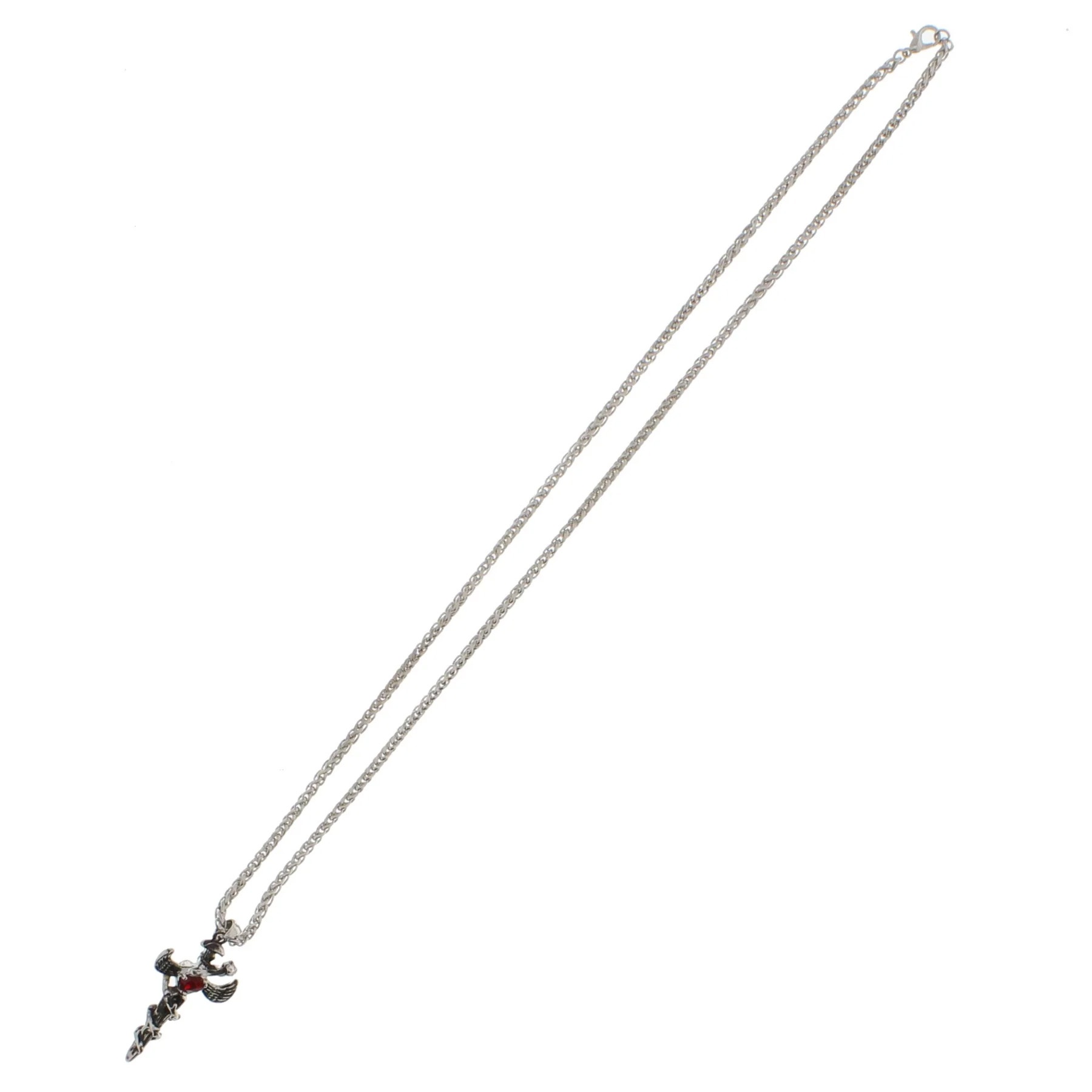 Zacharia | Halsketting gegraveerde Dagger zwart en zilver, chain