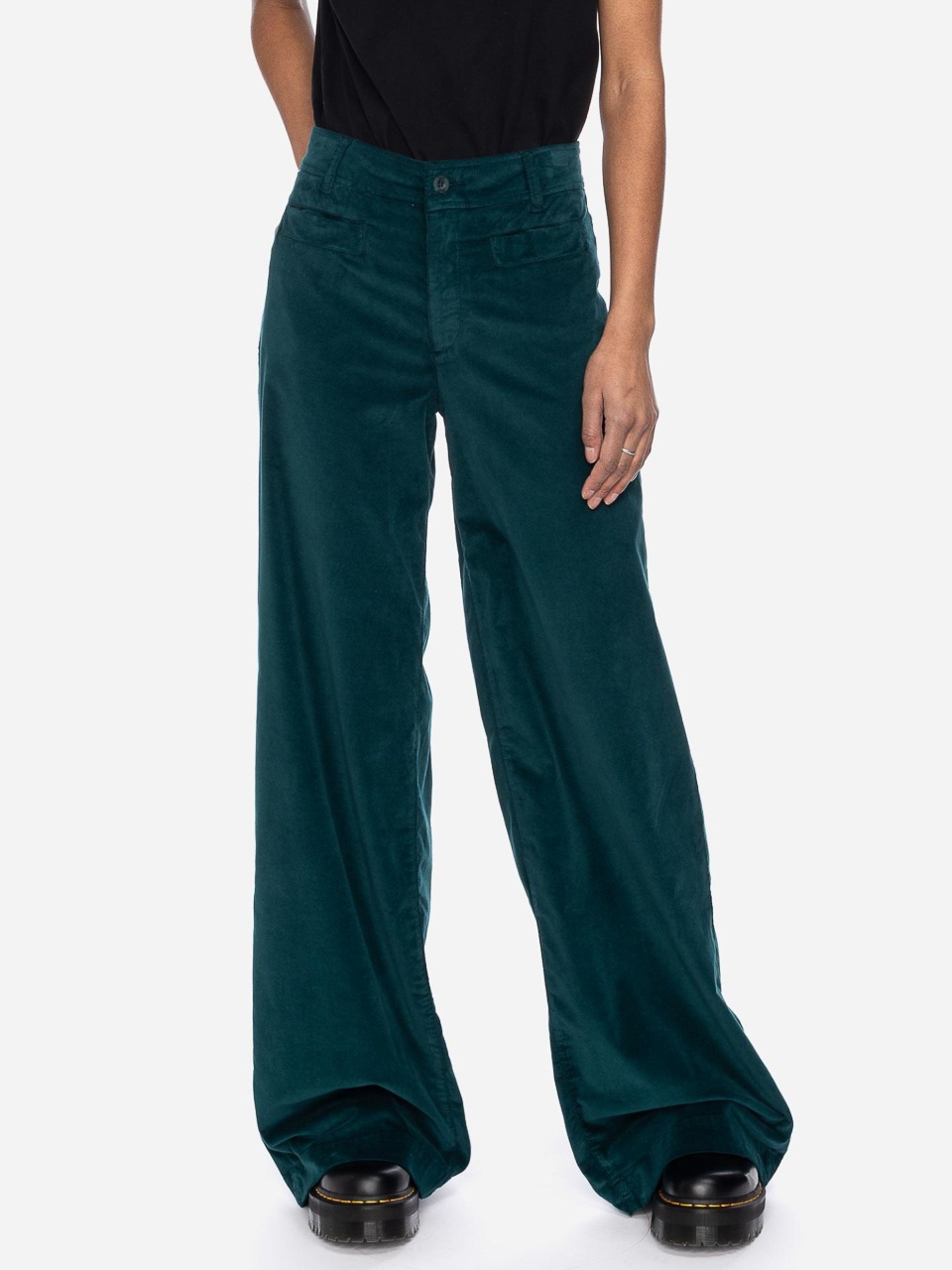ATO Berlin | Hoge taille broek Lacy met wijde pijpen, zee-groen fluweel ATO Berlin | Hoge taille broek Lacy met wijde pijpen, zee-groen fluweel