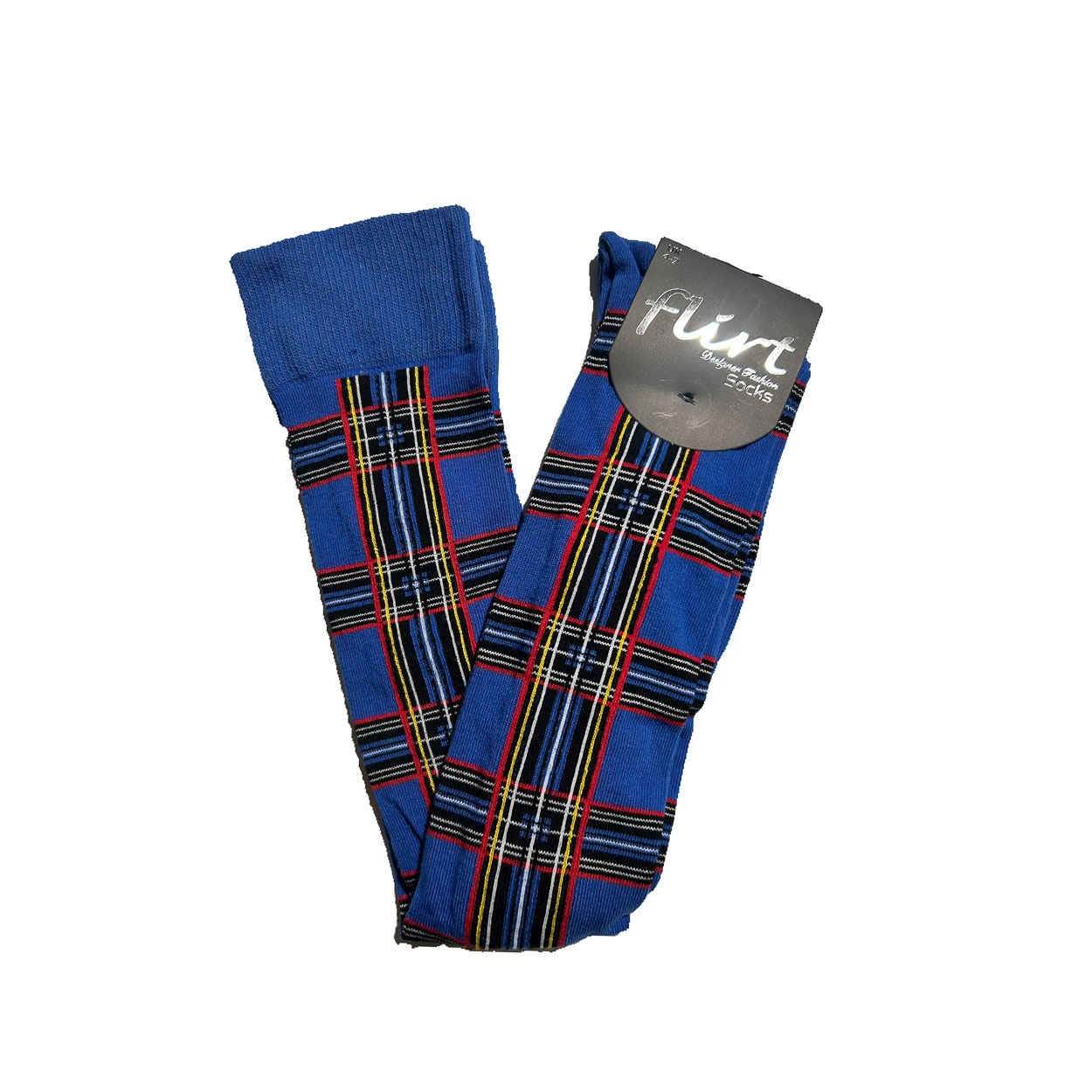 Flirt | Overknee sokken met blauwe tartan print