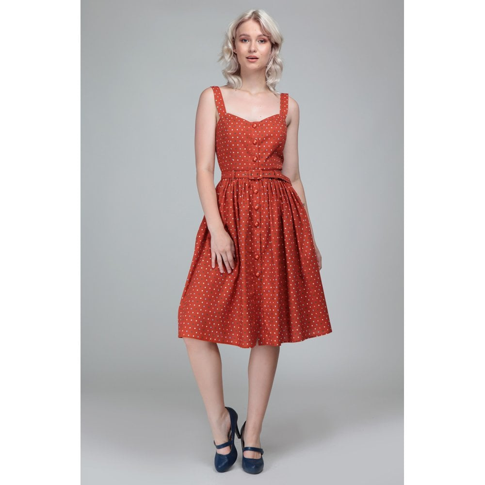 Collectif | Jurk Jemima Polka Dot oranje rood Collectif | Jurk Jemima Polka Dot oranje rood