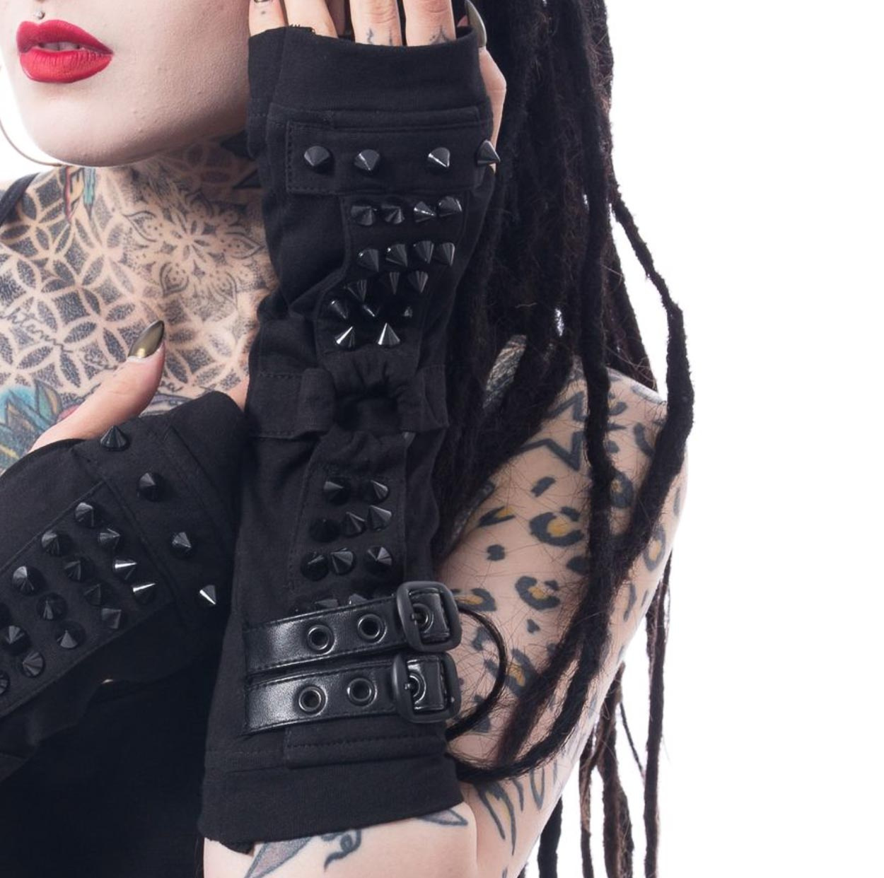 Poizen Industries | Armwarmers Shadow zwart met spikes