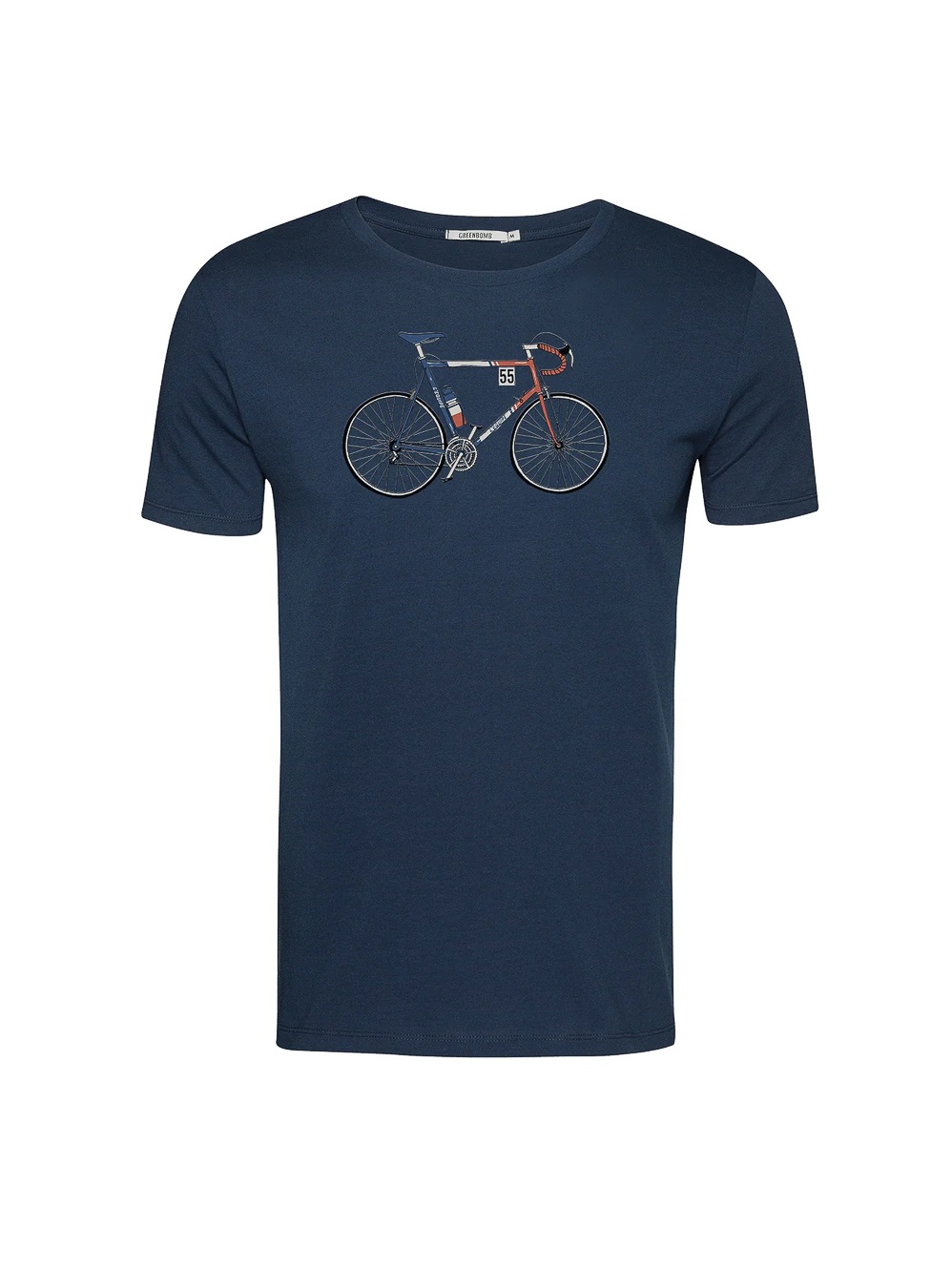 Green Bomb | T-shirt Bike Jacques, navy blauw bio katoen