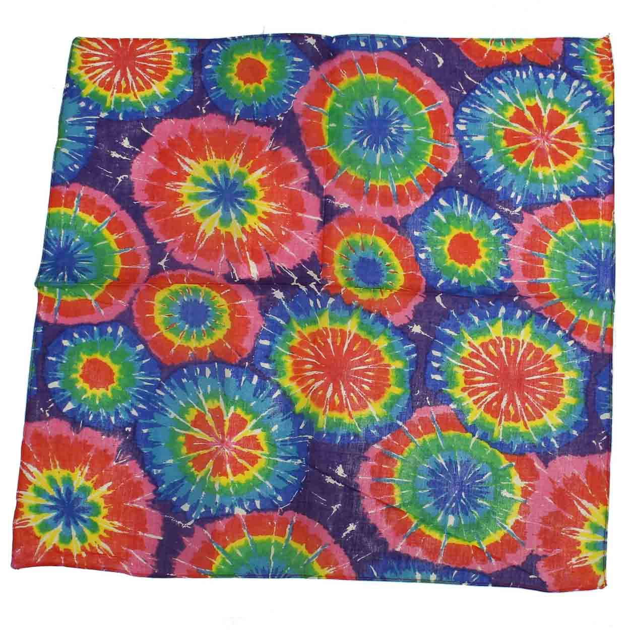 Zacharia | Bandana blauw met regenboog batik cirkels