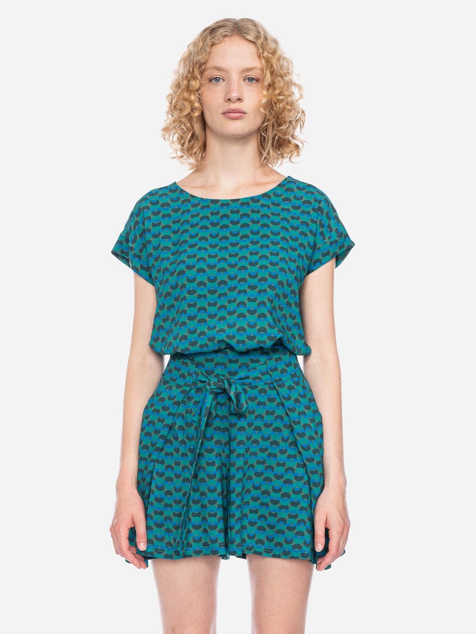 ATO Berlin | Retro shirt Leo met groen blauw abstracte print