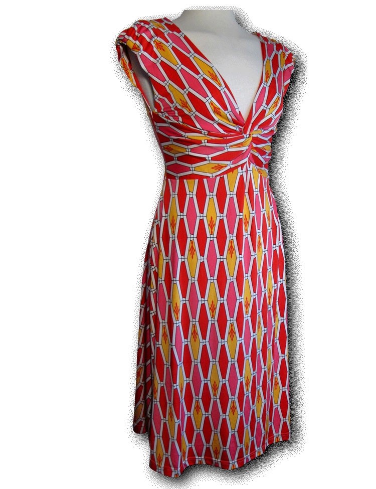 Jurk met wikkel V-hals Rood Roze Jurk met wikkel V-hals Rood Roze