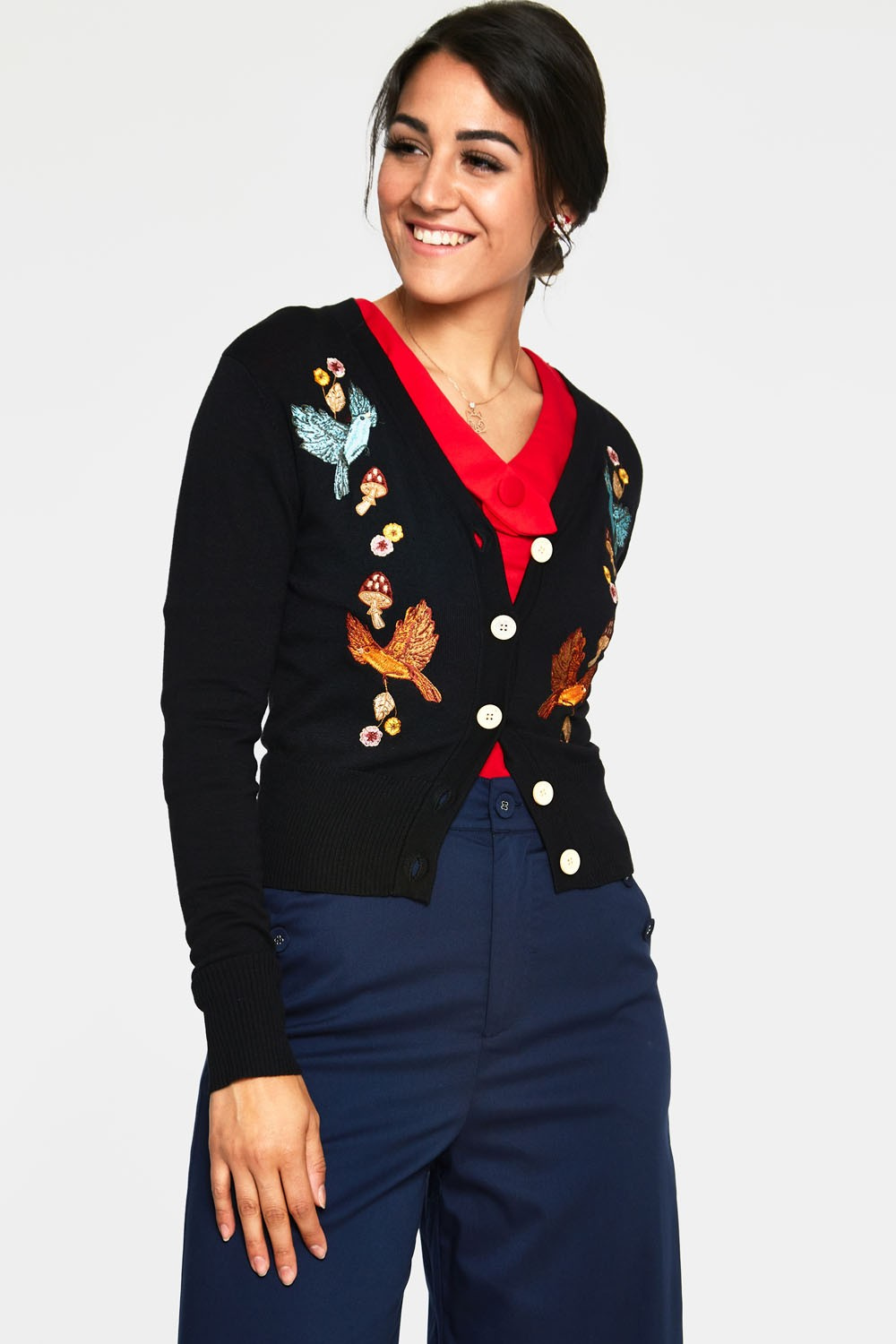 Voodoo Vixen | Cardigan Ginny Woodland zwart met embroidery