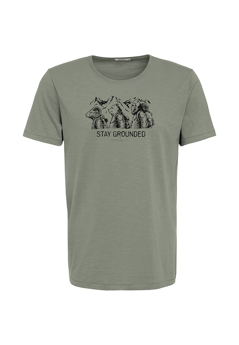 Green Bomb | T-shirt animal stay grounded, groen bio katoen