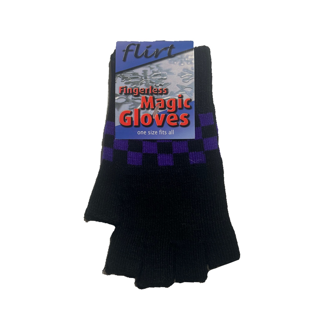 Flirt | Vingerloze handschoenen zwart paars geblokt