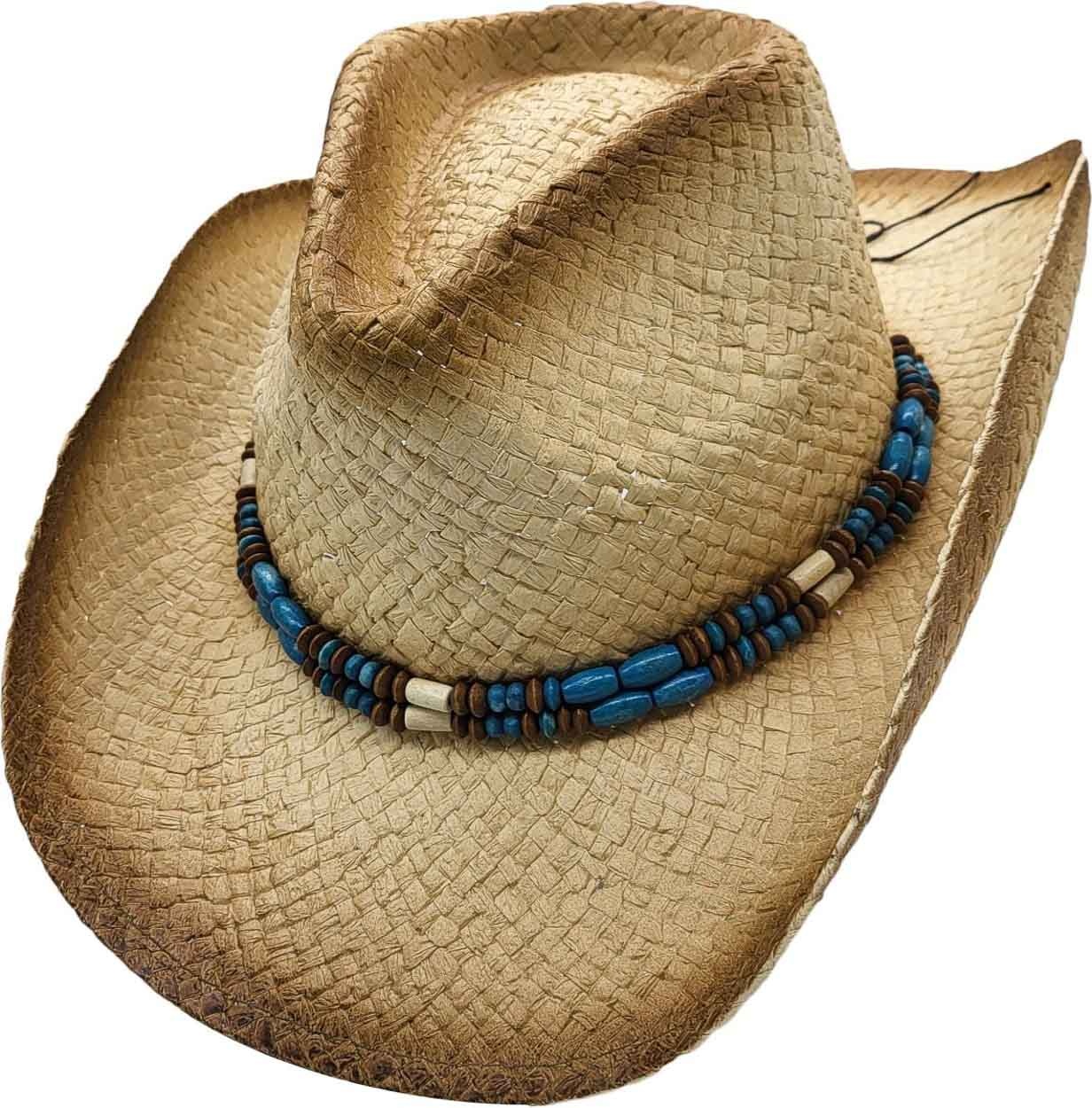 Major wear | Klassieke zomerse Cowboyhoed met burned randen en kralen hoedband