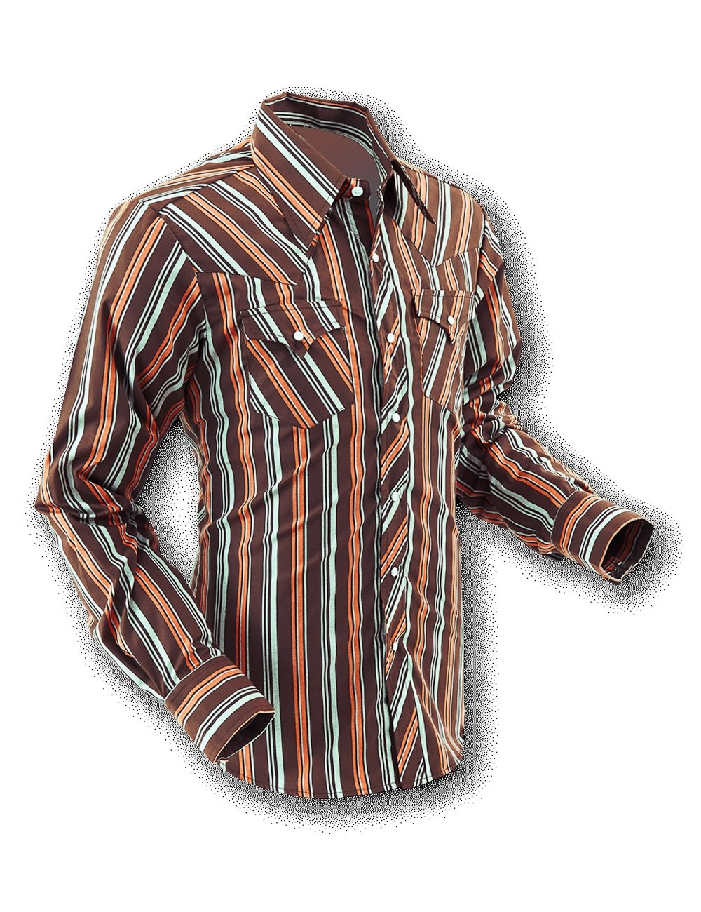 Overhemd Cowboy Brown Stripes Overhemd Cowboy Brown Stripes
