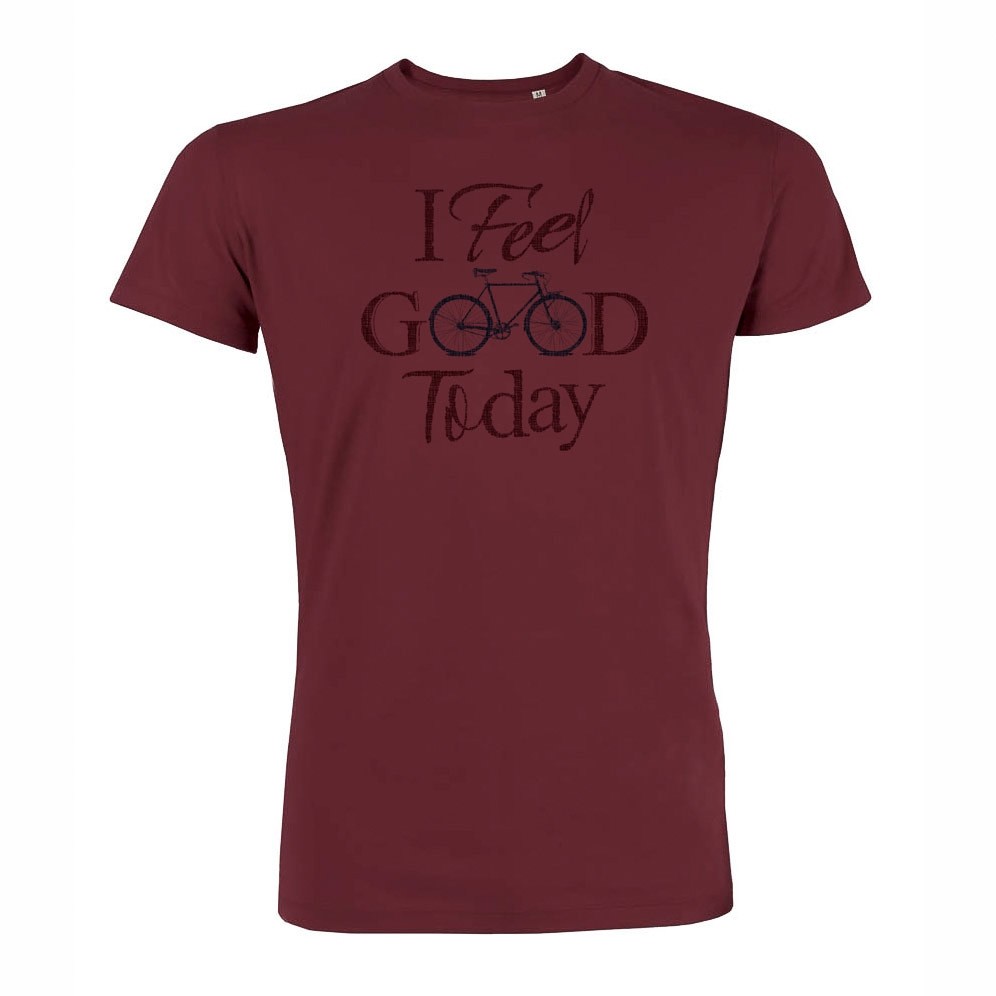 T-Shirt Bike Feel Good Burgundy bio katoen T-Shirt Bike Feel Good Burgundy bio katoen