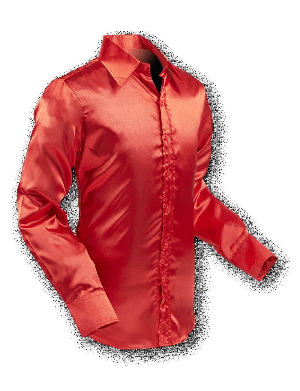 Overhemd 70s Basic Red-Satin Overhemd 70s Basic Red-Satin
