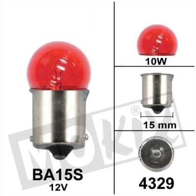 BA15s 12V 10W rood voor Lexus style achterlicht A-kwaliteit Foto van BA15s 12V 10W rood voor Lexus style achterlicht A-kwaliteit