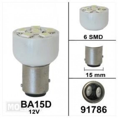 Lamp BAY15D 12V 6 SMD wit bollard Foto van Lamp BAY15D 12V 6 SMD wit bollard