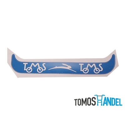 Sticker kentekenplaathouder Tomos blauw breed Foto van Sticker kentekenplaathouder Tomos blauw breed