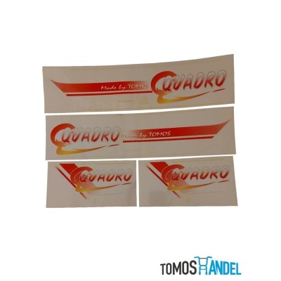 Stickerset Tomos Quadro oud type rood / geel Foto van Stickerset Tomos Quadro oud type rood / geel