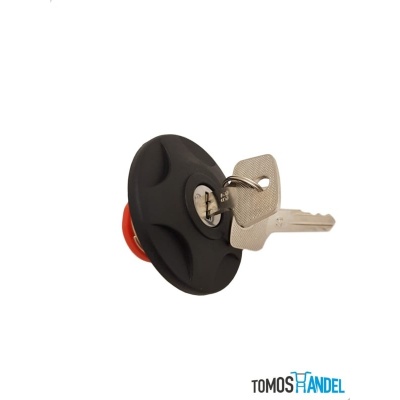 Tankdop zwart met slot A35 kunststof Foto van Tankdop zwart met slot A35 kunststof