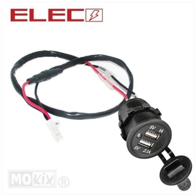 USB inbouw 12V met zekering Foto van USB inbouw 12V met zekering