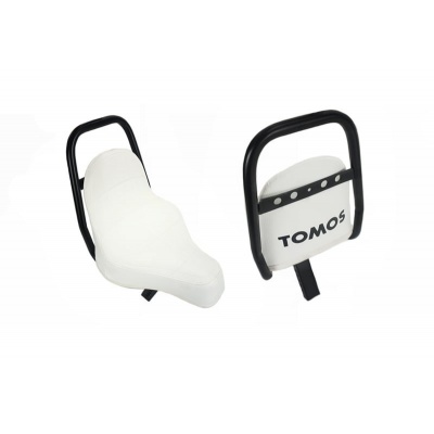 Zadel Tomos A35 chopper wit met tekst Foto van Zadel Tomos A35 chopper wit met tekst