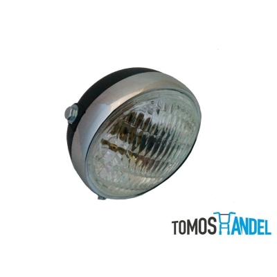 Koplamp rond zwart met plastic achterkant Foto van Koplamp rond zwart met plastic achterkant