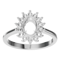 Afbeelding van Quince 14K White 7x5 mm Oval Halo-Style Ring Mounting