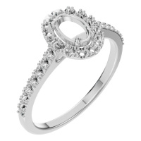 Afbeelding van Peony 14K White 6x4 mm Oval Pave-Style Ring Mounting