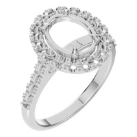 Afbeelding van Peony 14K White 9x7 mm Oval Pave-Style Ring Mounting