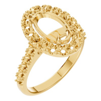 Afbeelding van Peony 18K Yellow 10x6 mm Oval Pave-Style Ring Mounting