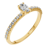 Afbeelding van Rose 18K Yellow 5x3 mm Oval Pave-Style Ring Mounting