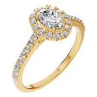 Afbeelding van Peony 18K Yellow 6x4 mm Oval Pave-Style Ring Mounting