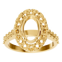 Afbeelding van Peony 18K Yellow 10x6 mm Oval Pave-Style Ring Mounting