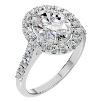 Afbeelding van Peony 14K White 9x7 mm Oval Pave-Style Ring Mounting