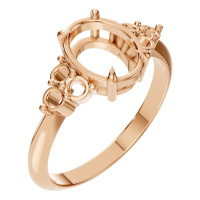 Afbeelding van Orchid 18K Rose 9x7 mm Oval Seven Stone-Style Ring Mounting