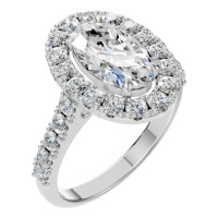 Afbeelding van Peony 14K White 10x6 mm Oval Pave-Style Ring Mounting